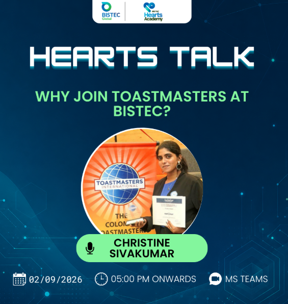 Why Join Toastmasters at BISTEC?: Hearts Talk with Christine Sivakumar