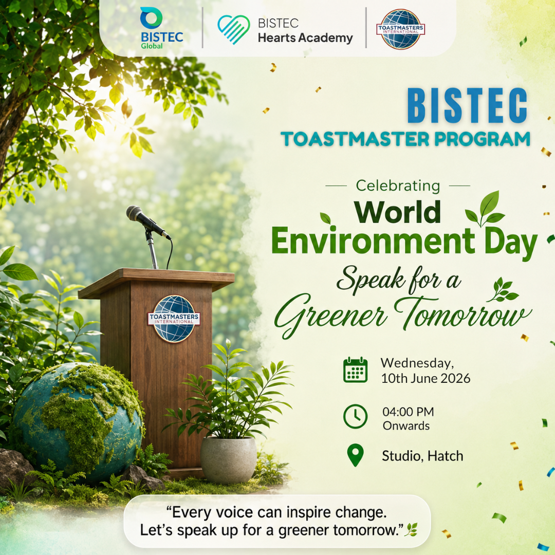 World Environment Day: Toastmasters poster, Speak for a greener tomorrow.